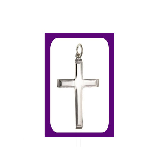 Sterling Silver Millgrain Edge Cross Pendant 925 Hallmark 22 x 15mm