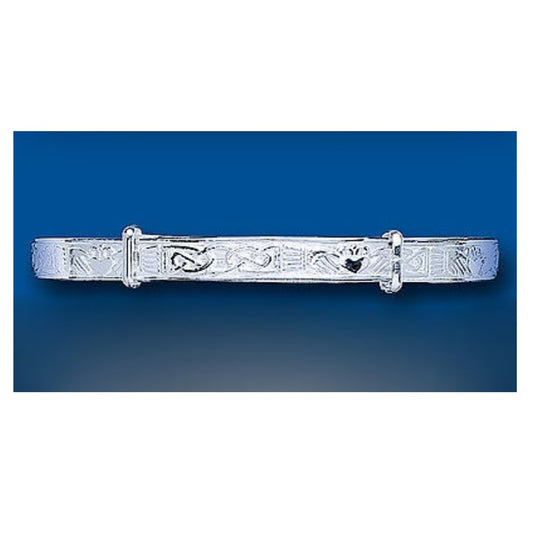 Sterling Silver Ladies Expandable Claddagh Bangle