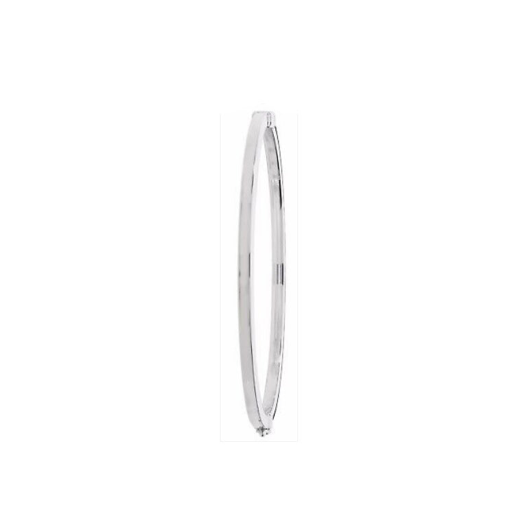 Sterling Silver Ladies Oval Plain Hinged Bangle Hallmarked