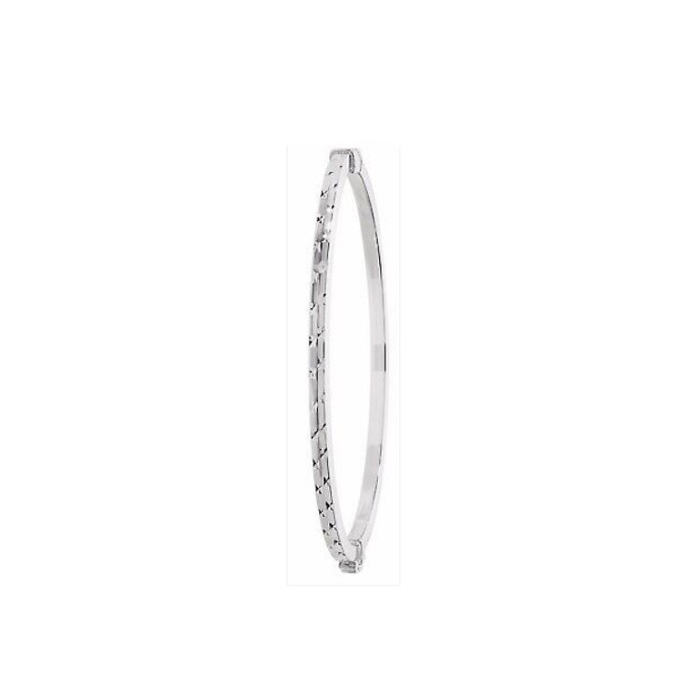 Sterling Silver Oval Hinged Bangle Diamond Cut British Made Hallmarked