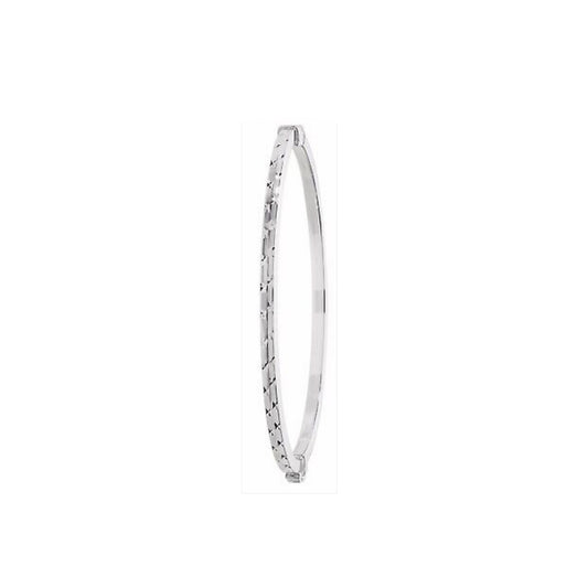 Sterling Silver Oval Hinged Bangle Diamond Cut British Made Hallmarked