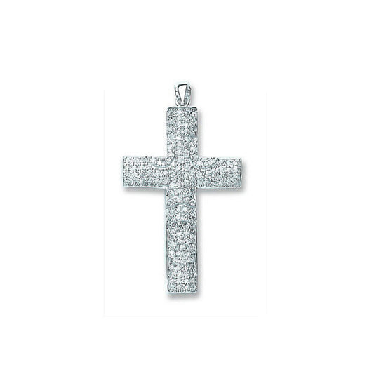 Sterling Silver Large Pave Set Cross Pendant