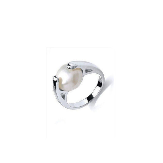 Platinum Plated Sterling Silver Freshwater Cultured Pearl Ring