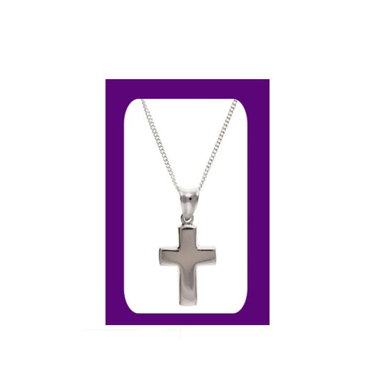 Sterling Silver Plain Cross Pendant 18 x 13mm on 16 - 18" Chain 925 Hallmark