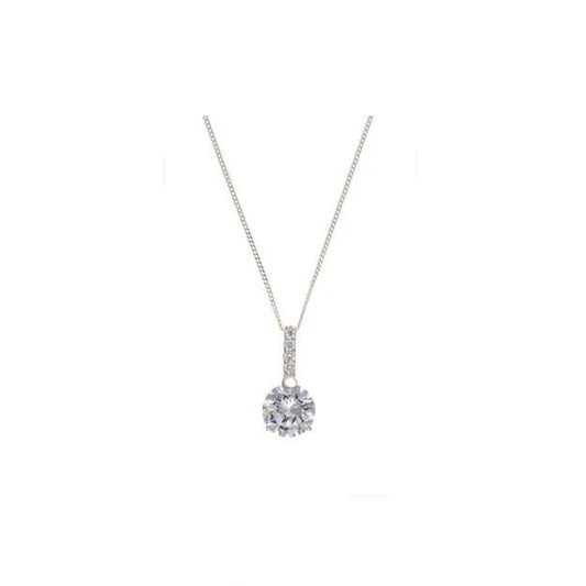 Sterling Silver Solitaire Pendant 18" Chain 925 Hallmark