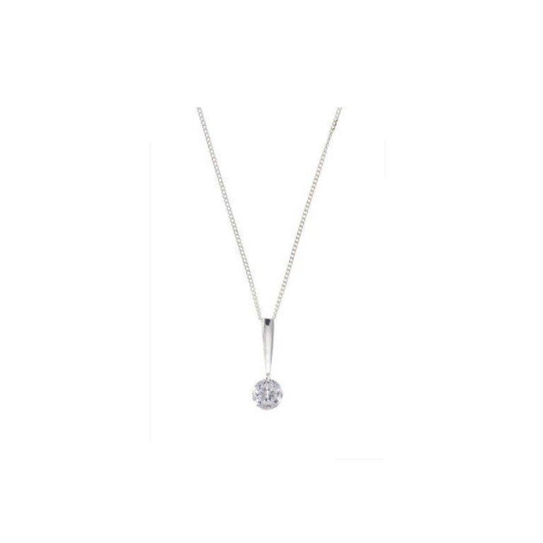 Sterling Silver Solitaire Pendant 925 Hallmark 18" Chain