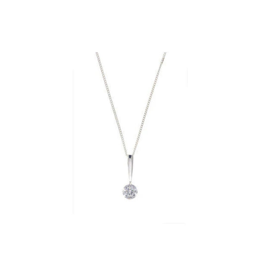 Sterling Silver Solitaire Pendant 925 Hallmark 18" Chain