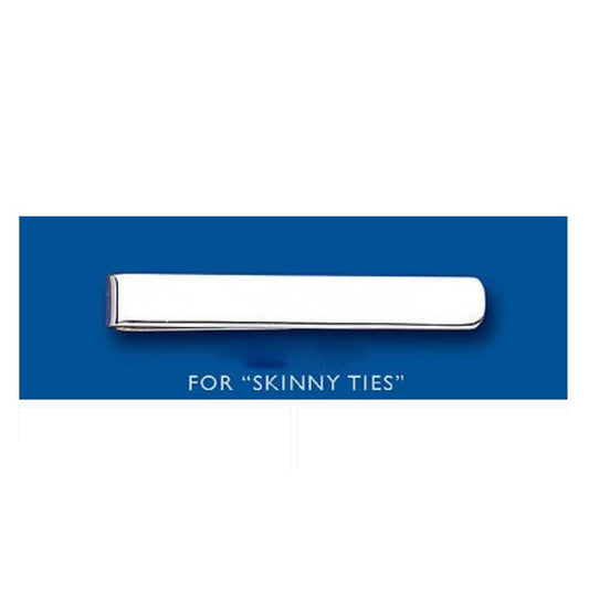Men's Sterling Silver Plain ' Skinny Tie ' Tie Slide - British Made