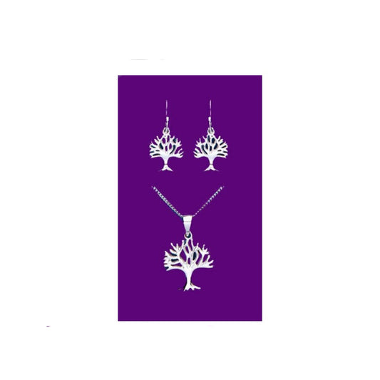 Tree of Life Set Pendant and Drop Earrings Sterling Silver 925 Hallmark Box New
