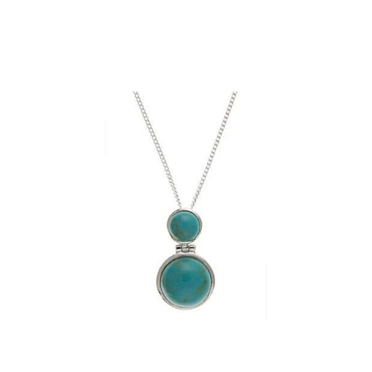 Real Turquoise Silver Pendant Necklace 925 Hallmark 18" Chain Natural Stone