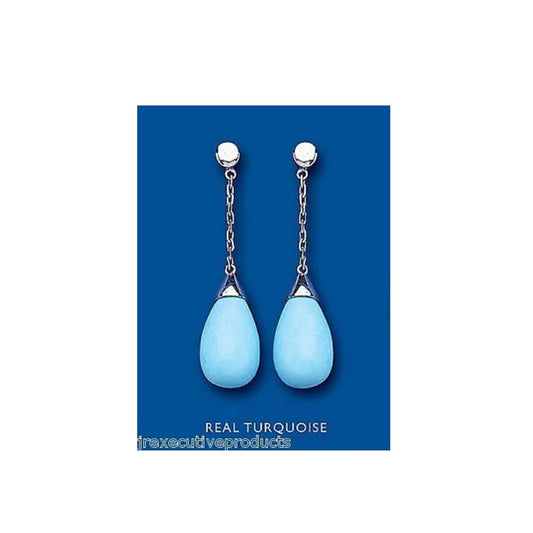 Turquoise Earrings Sterling Silver Drop Natural Turquoise Drops