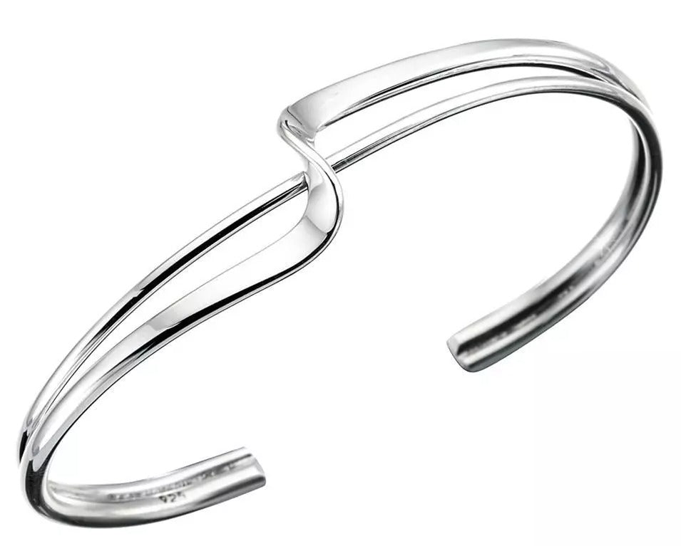 Sterling Silver Ladies Squiggle Bangle Hallmarked