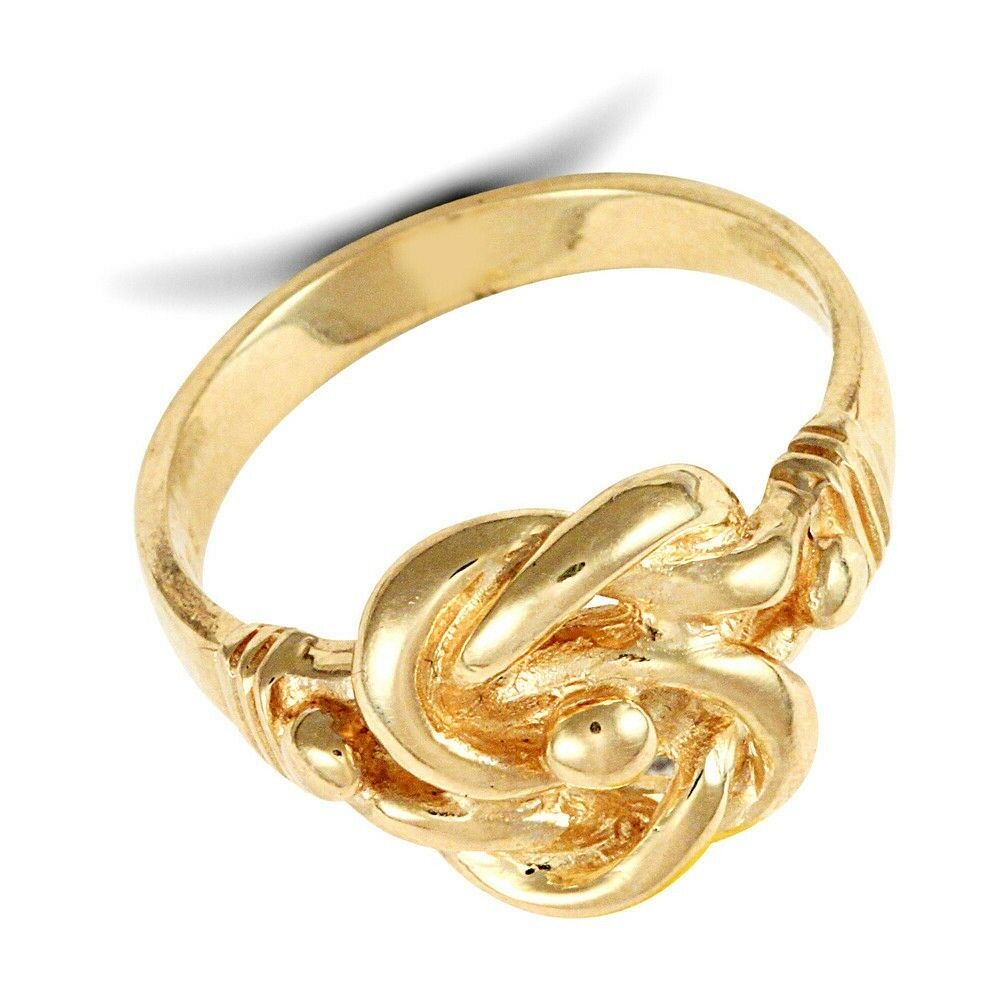 J R Jewellery 9ct gold gents knot ring with intricate knot design and polished finish
