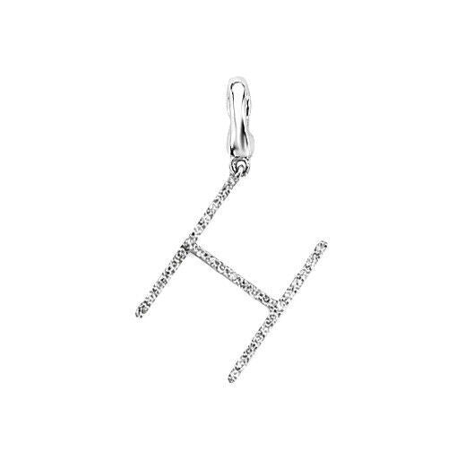 J R Jewellery diamond initial pendant in silver with sparkling stones shaped as the letter H