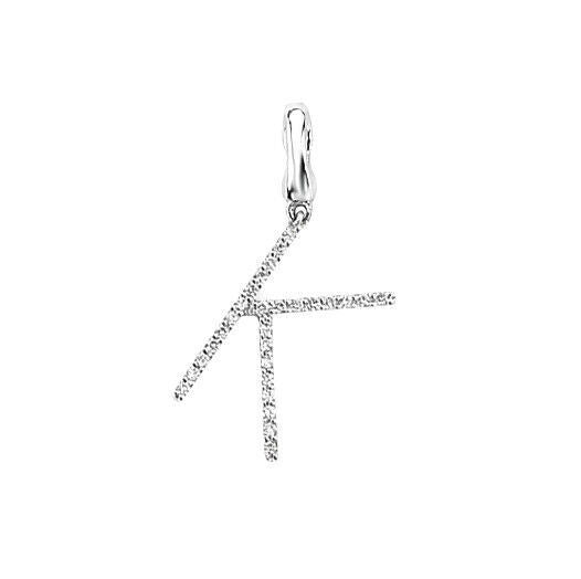 J R Jewellery diamond initial pendant shaped as the letter K with sparkling diamonds