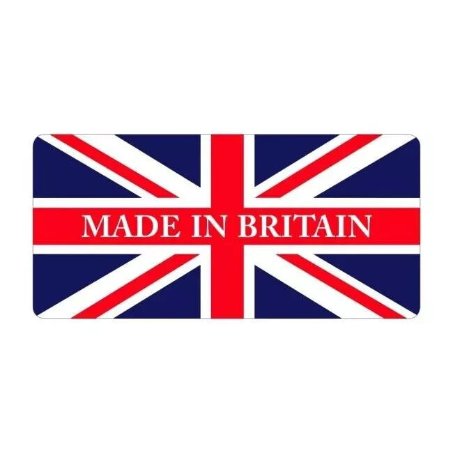 Made in Britain label with Union Jack flag background symbolising quality craftsmanship