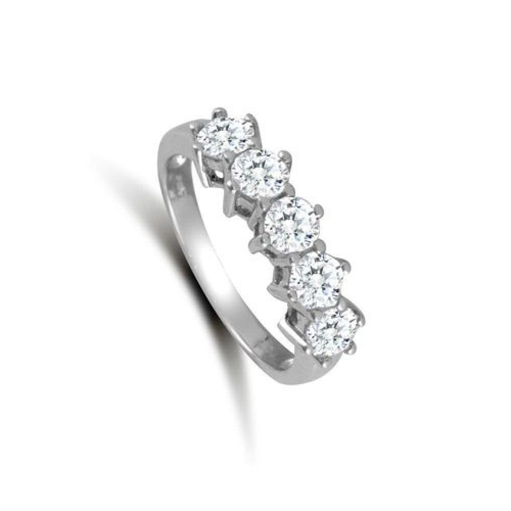 J R Jewellery 9ct white gold eternity ring with five round brilliant cut diamonds