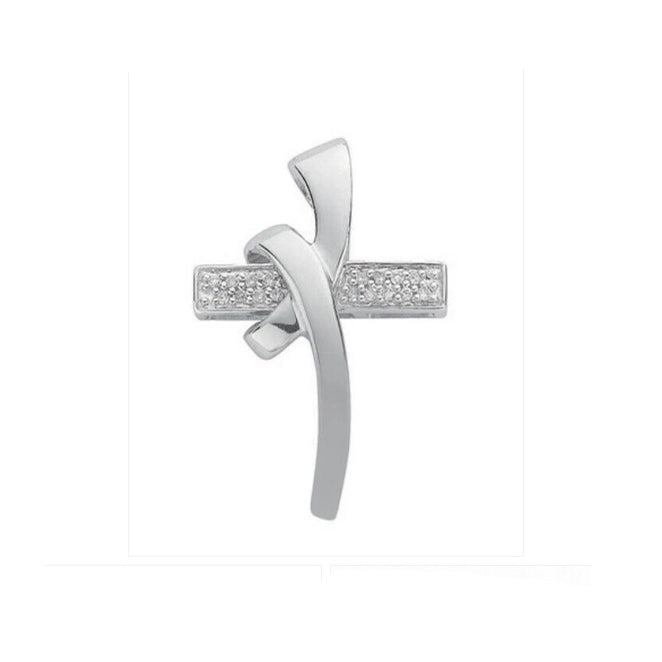 9ct White Gold 0.08ctw Diamond Cross Pendant Hallmarked