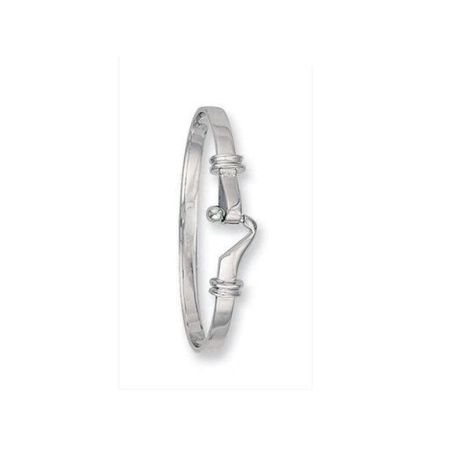 White Gold Baby Bangle Hook Design Christening Gift Hallmarked