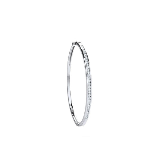 9ct White Gold 1.00ctw Diamond Bangle Channel Set Made in London