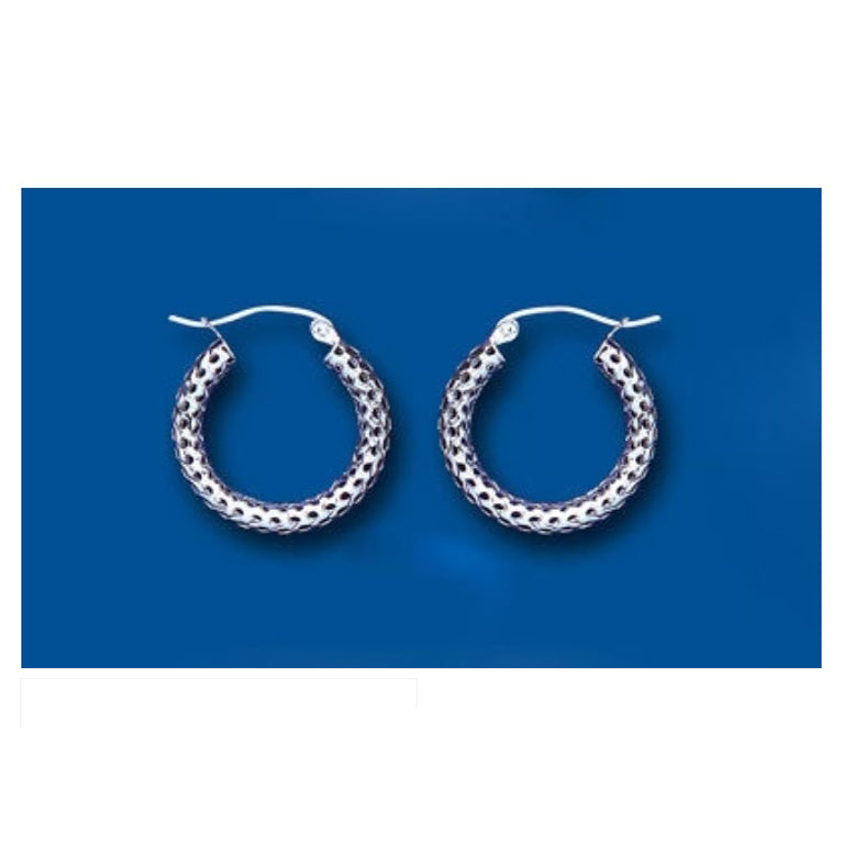White Gold Hoop Earrings White Gold Creole Earrings Textured Hoops