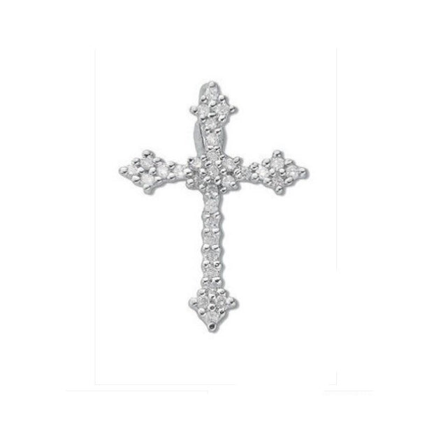9ct White Gold 0.25ct Diamond Cross Pendant Hallmarked