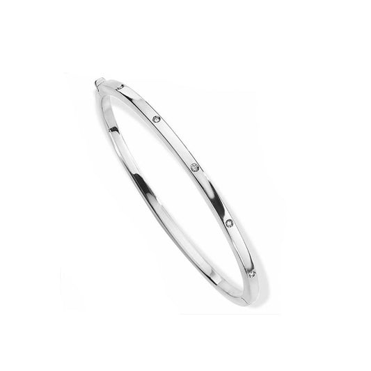 9ct White Gold Diamond Bangle