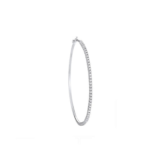 9ct White Gold 0.25ctw Diamond Bangle Made in London