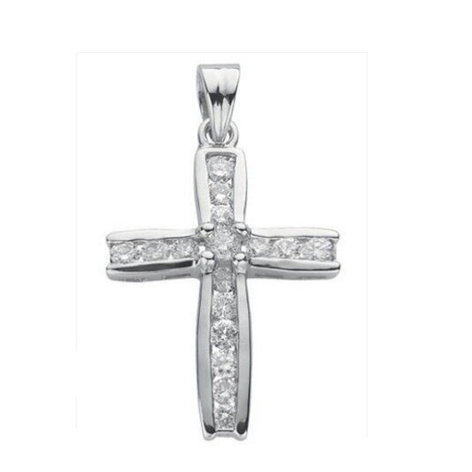 18ct White Gold 1.00ct Diamond Cross Pendant