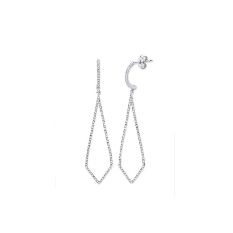 9ct White Gold 0.40ct Diamond Drop Earrings 54mm Length Hallmarked British Made