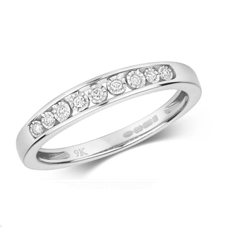 9ct White Gold Diamond Eternity Ring Illusion Set Diamonds Anniversary Band