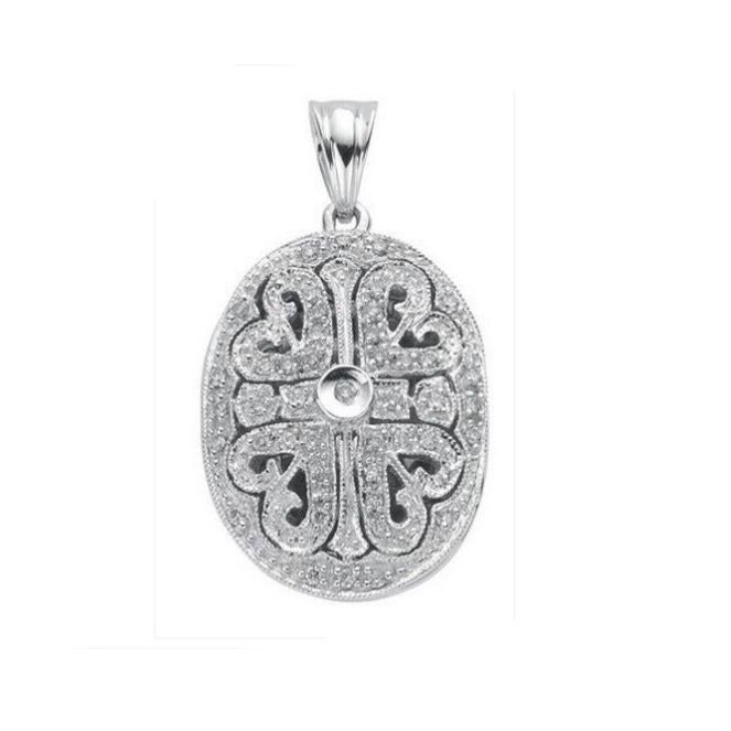 9ct White Gold 0.31ct Diamond Oval Locket Pendant Hallmarked 30 x 17.5mm