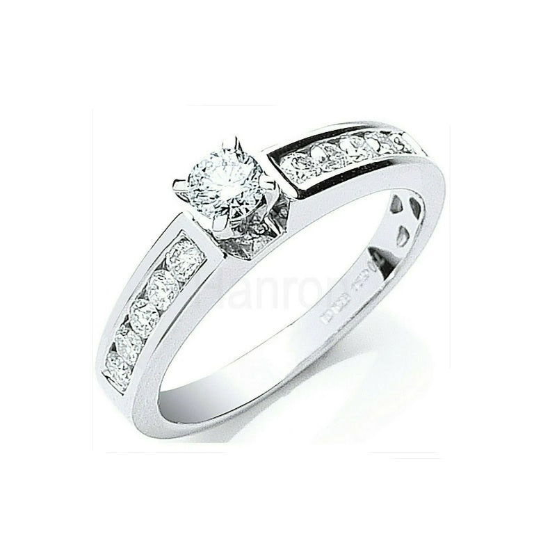 Real Diamond Solitaire Ring 18ct White Gold 0.50 Carat Weight