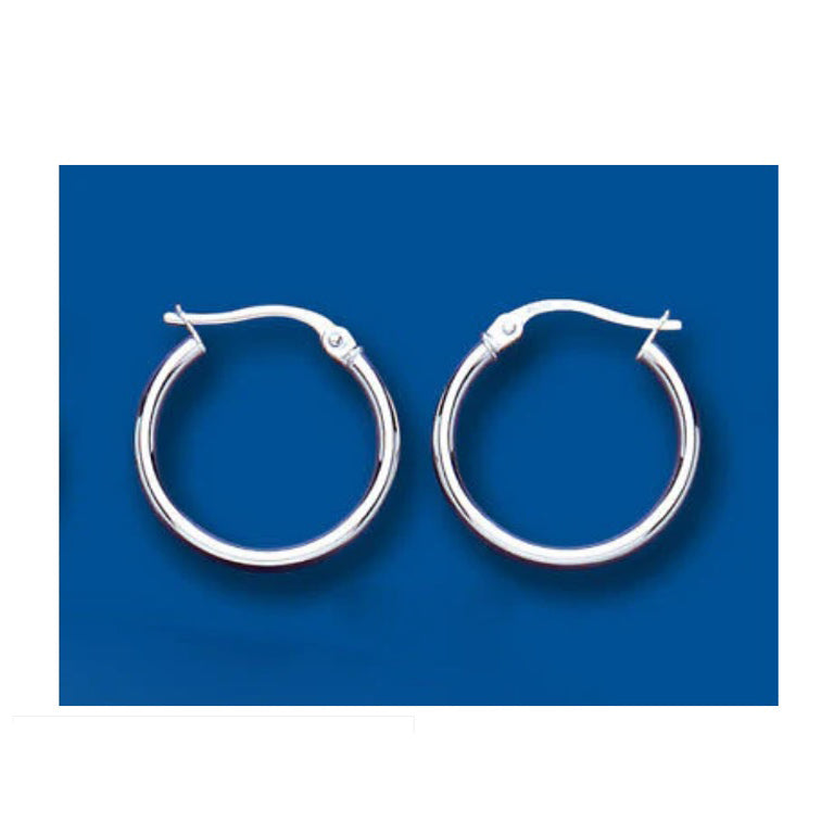 White Gold Hoop Earrings Hoops Creole 18mm Hallmarked