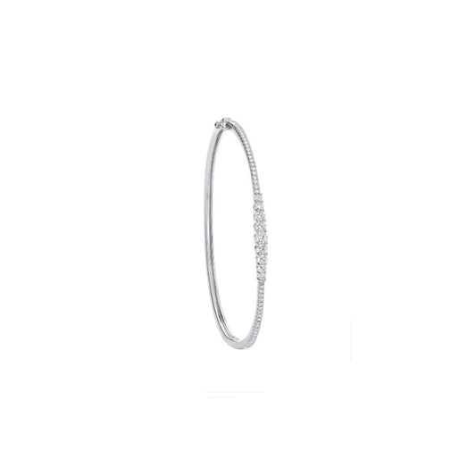 9ct White Gold 0.87ctw Graduated Diamond Bangle Made in London
