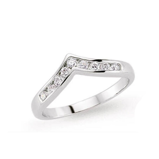 Wishbone Ring Sterling Silver Band Eternity Platinum Plated