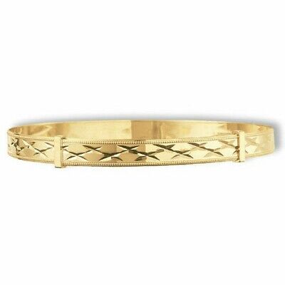 J R Jewellery yellow gold expandable bangle with intricate diamond-patterned design