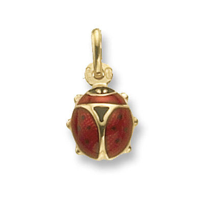 Yellow gold ladybird pendant with red enamel detailing from J R Jewellery