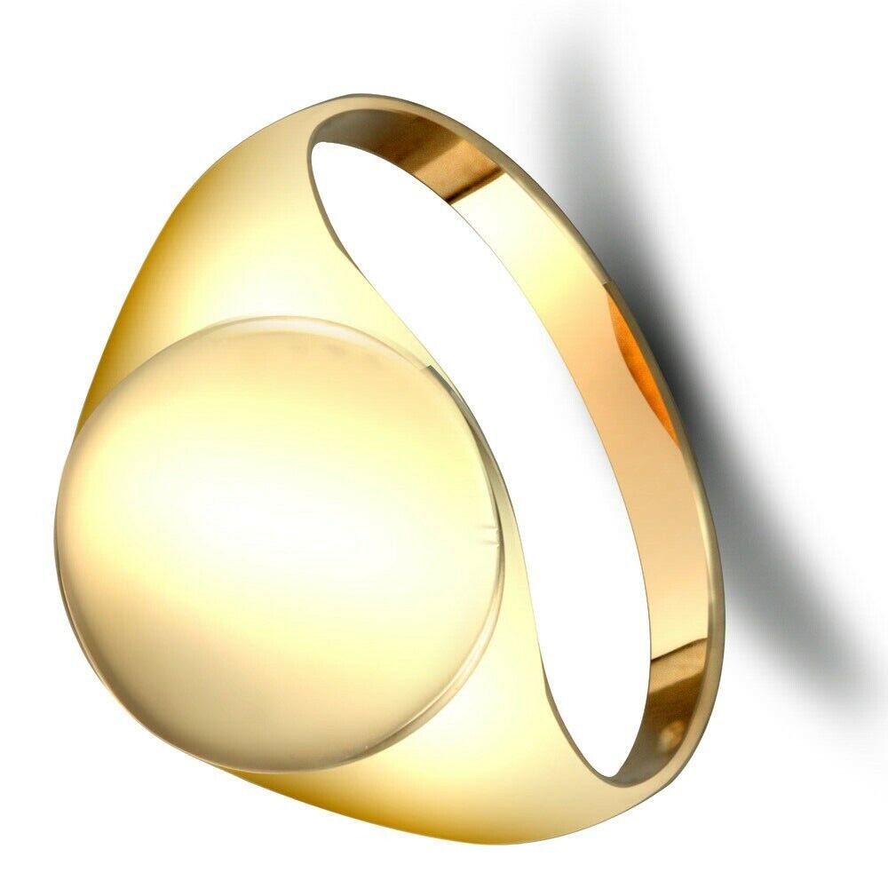 J R Jewellery yellow gold oval signet ring with smooth polished finish and classic design