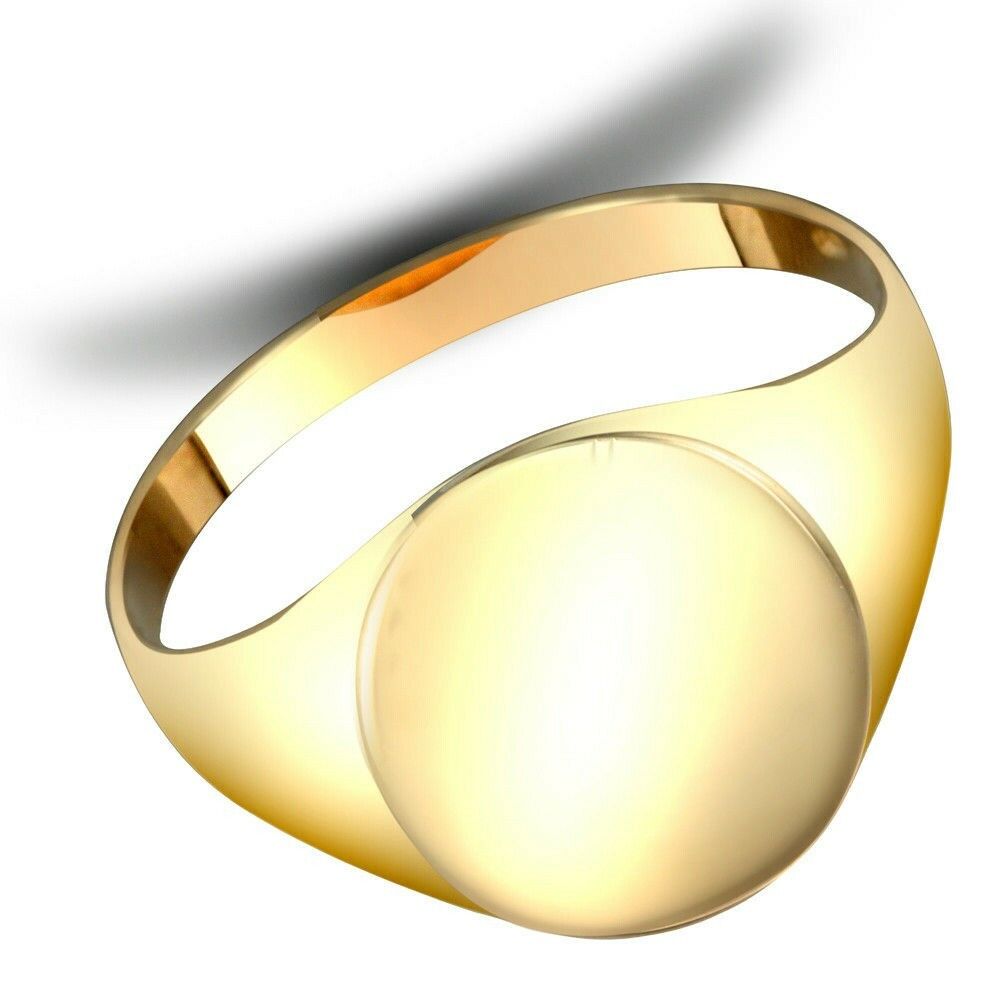 J R Jewellery yellow gold oval signet ring with polished smooth finish and classic design