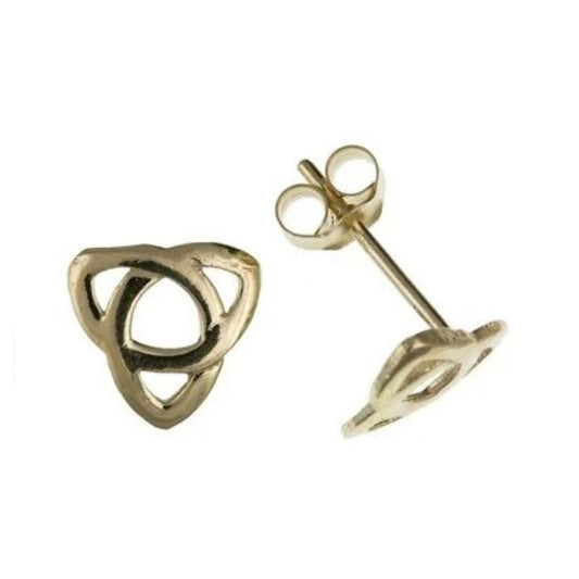 Yellow Gold Celtic Stud Earrings Solid 9 Carat Studs British Made