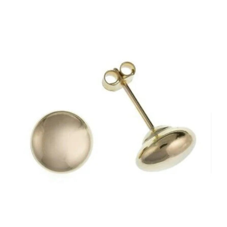 Yellow Gold Bouton Stud Earrings 6mm Studs 9 Carat British made