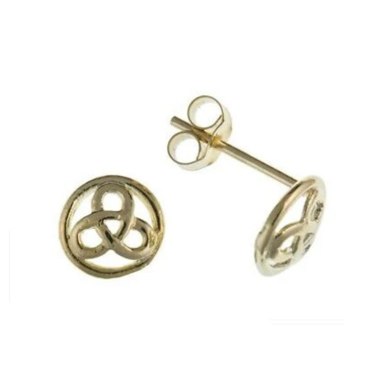Yellow Gold Celtic Stud Earrings 7mm Round Studs Solid 9 Carat British Made