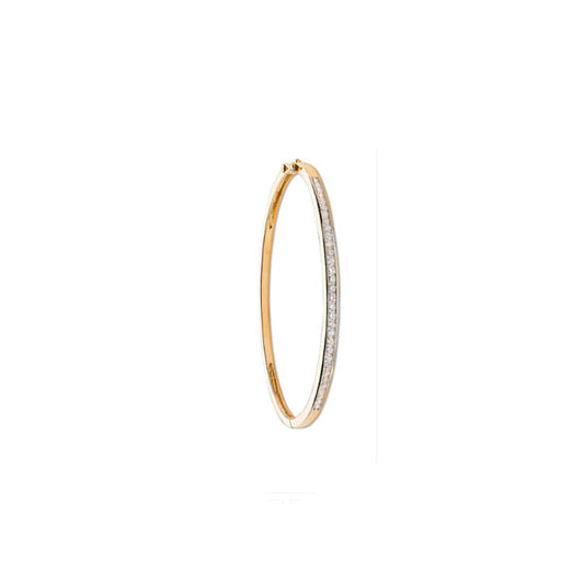 9ct Yellow Gold 1.00ctw Diamond Bangle Channel Set Made in London