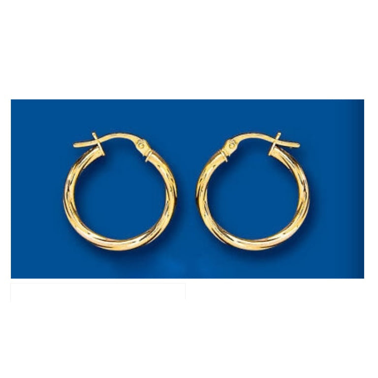 Hoop Earrings Yellow Gold Creole Rope Twist Design Hallmarked 18mm