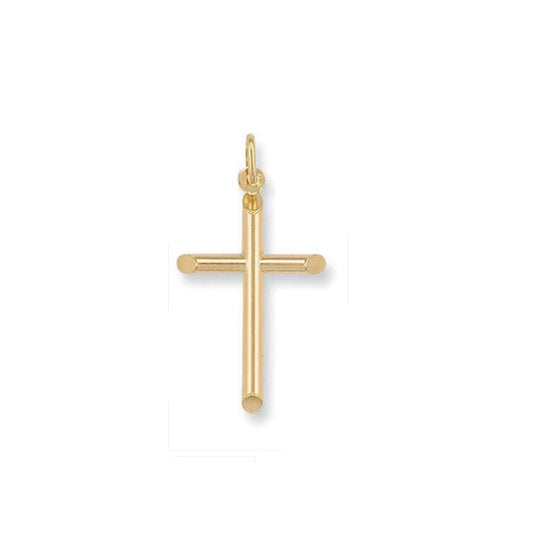 Gold Cross Pendant Yellow Gold Cross Tubular Cross Necklace