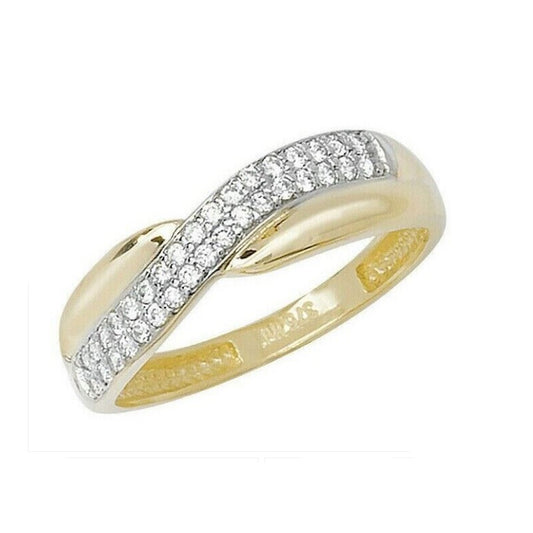 Gemstone Crossover Ring Solid Yellow Gold Hallmarked British Made Eternity