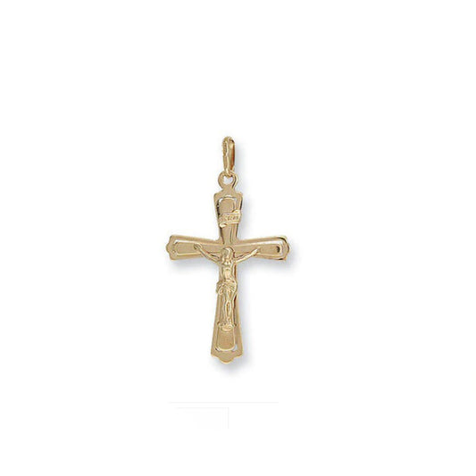 Yellow Gold Crucifix Pendant Hallmarked British Made