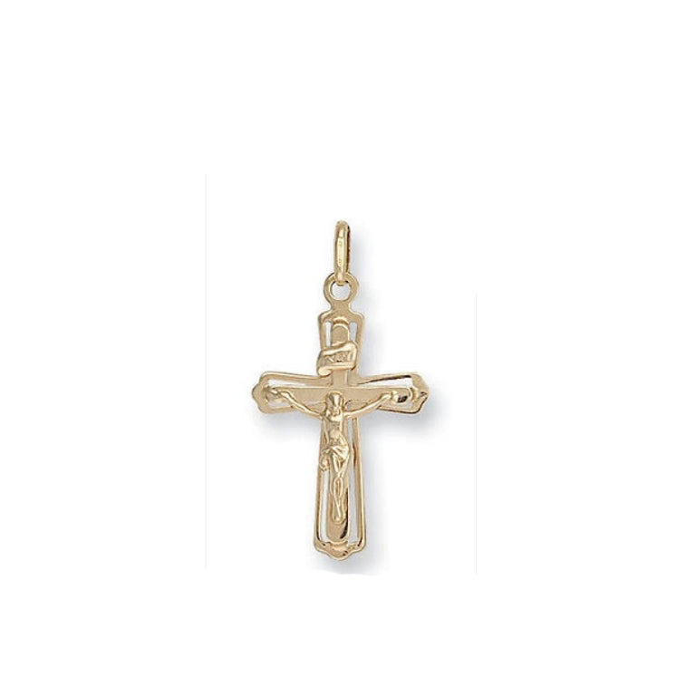 Yellow Gold Crucifix Pendant Hallmarked British Made