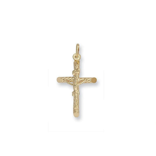 Yellow Gold Crucifix Pendant Hallmarked British Made